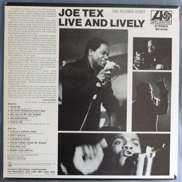 Joe Tex : Live And Lively (LP, Album, Pre)