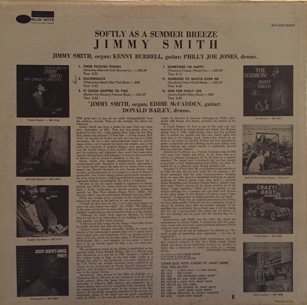 Jimmy Smith : Softly As A Summer Breeze (LP, Album, RE)