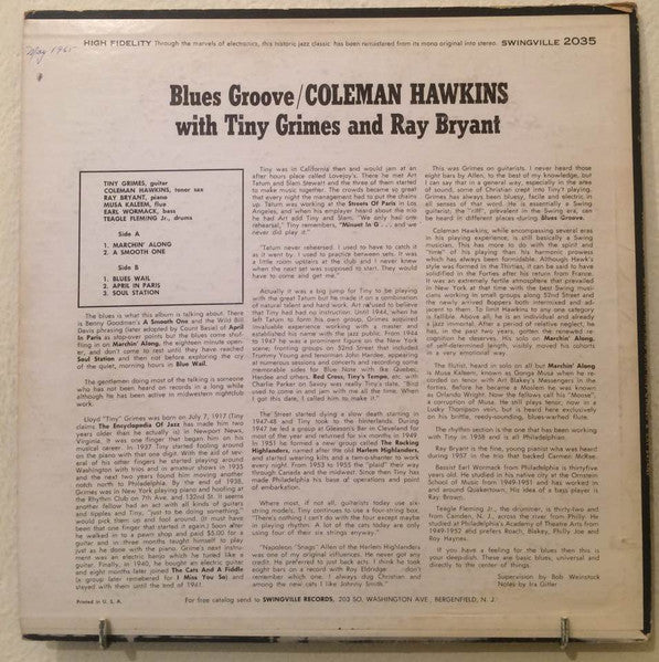 Coleman Hawkins : Blues Groove (LP, Album, Mono, RE)