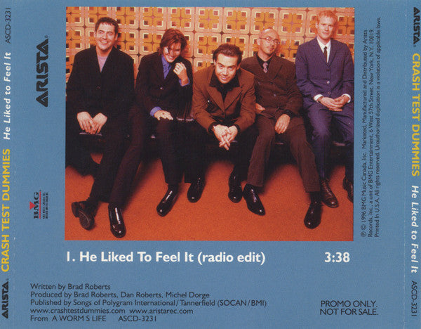 Crash Test Dummies : He Liked To Feel It (CD, Single, Promo)