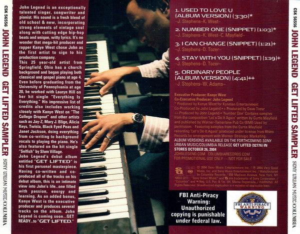 John Legend : Get Lifted Sampler (CD, Promo, Smplr)