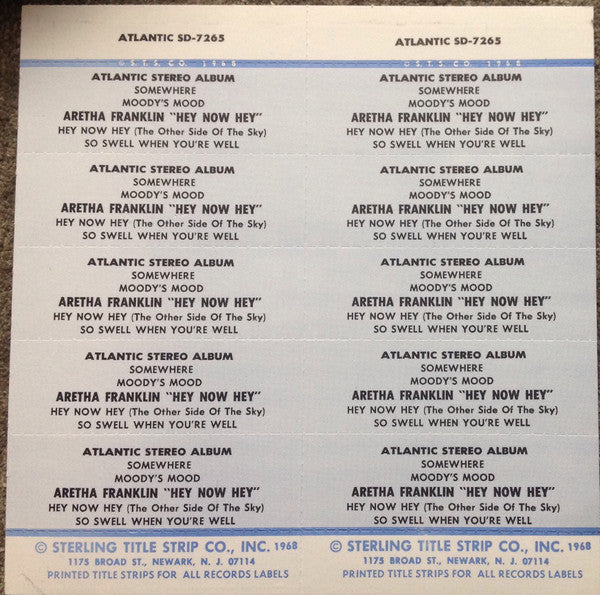 Aretha Franklin : Hey Now Hey (The Other Side Of The Sky) (7", Jukebox)