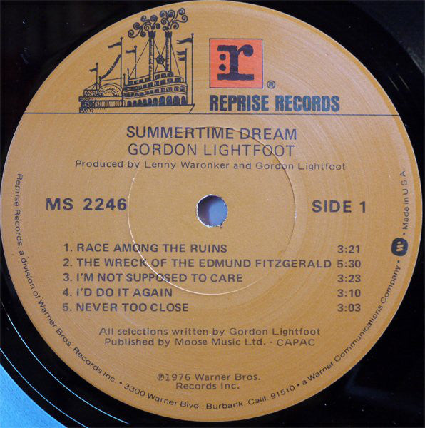 Gordon Lightfoot : Summertime Dream (LP, Album, Los)