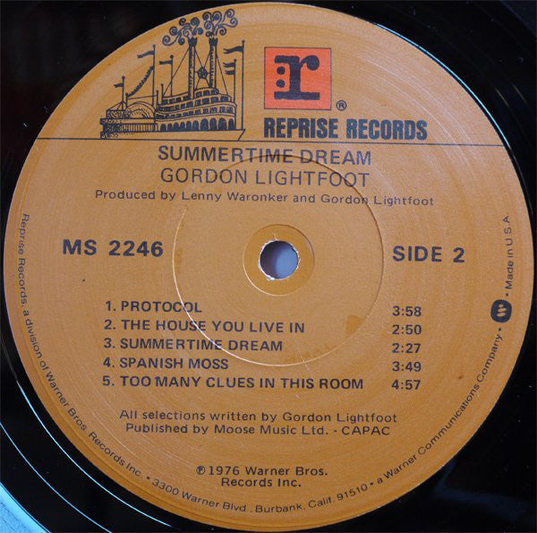 Gordon Lightfoot : Summertime Dream (LP, Album, Los)