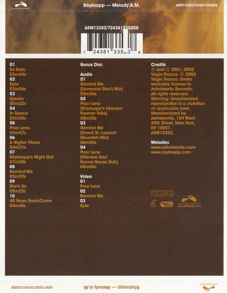 Röyksopp : Melody A.M. (CD, Album + CD, Enh)