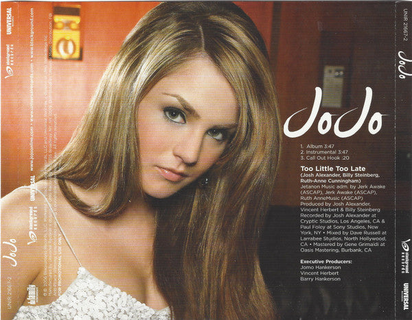 JoJo (3) : Too Little Too Late (CD, Single, Promo)