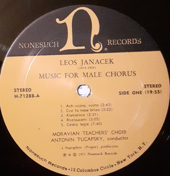 Leoš Janáček - Pěvecký Sbor Moravských Učitelů, Antonín Tučapský : Music For Male Chorus (LP, Album)