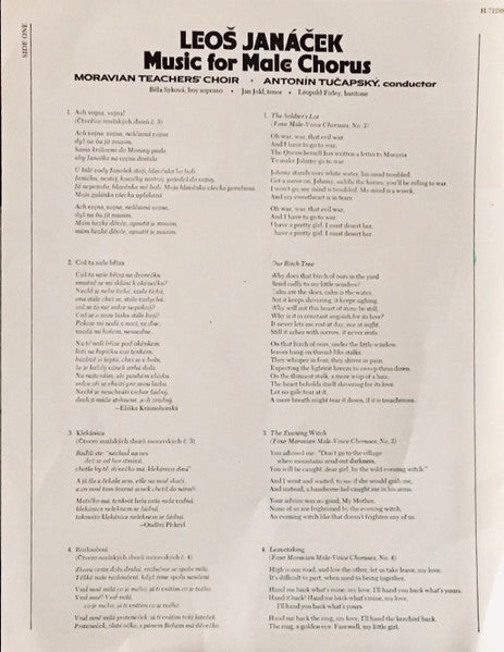 Leoš Janáček - Pěvecký Sbor Moravských Učitelů, Antonín Tučapský : Music For Male Chorus (LP, Album)