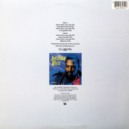 Alexander O'Neal Featuring Cherrelle : Never Knew Love Like This (Special 12" Mixes) (12")