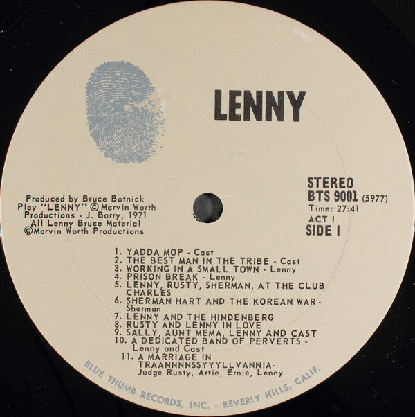 "Lenny" Original Broadway Cast : Lenny (2xLP, Pit)