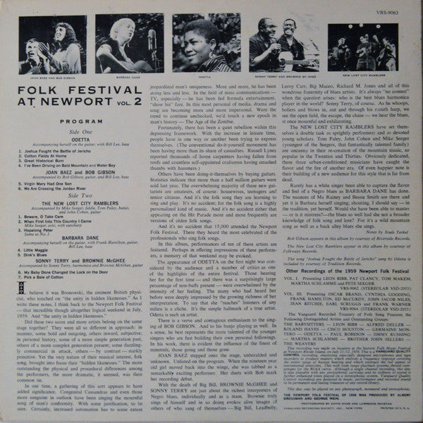 Various : Folk Festival At Newport Vol. 2 (LP, Mono)