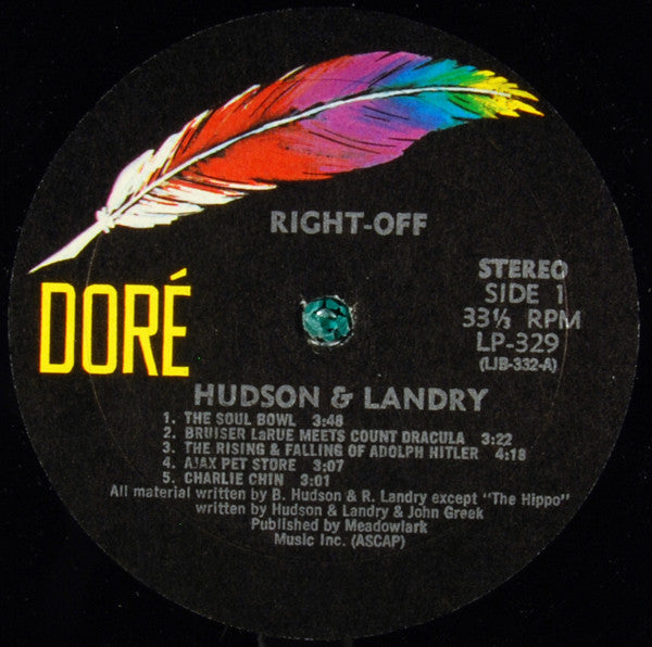 Hudson & Landry : Right Off (LP, Album)