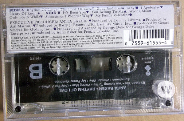 Anita Baker : Rhythm Of Love (Cass, Album, SR,)