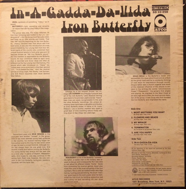Iron Butterfly : In-A-Gadda-Da-Vida (LP, Album, RE)
