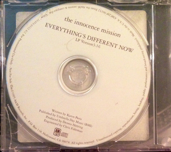 The Innocence Mission : Everything's Different Now (CD, Single, Promo)