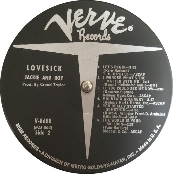 Jackie & Roy : Lovesick (LP, Album, Mono)