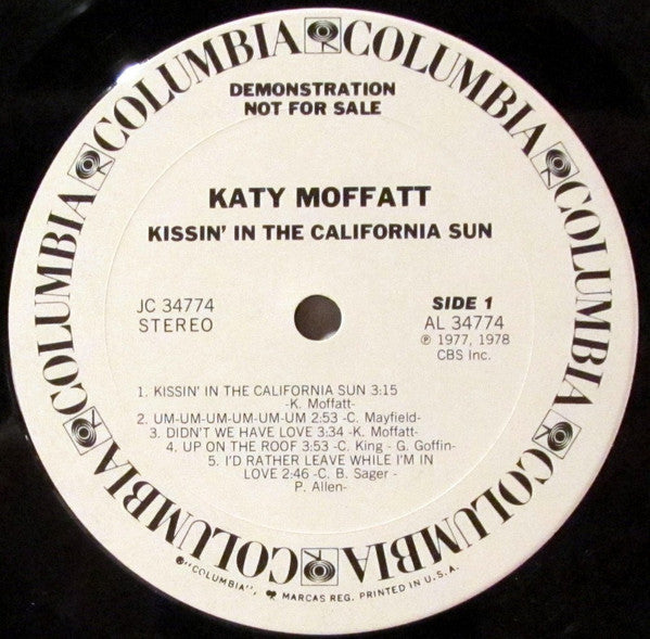 Katy Moffatt : Kissin' In The California Sun (LP, Album, Promo)