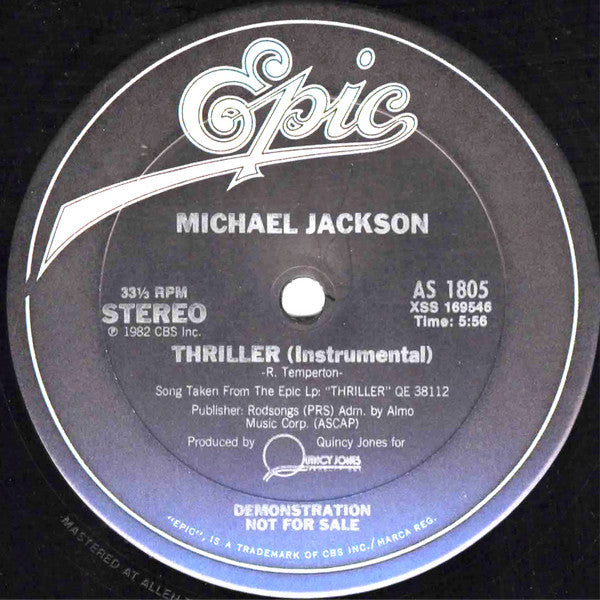 Michael Jackson : Thriller (12", Maxi, Promo)