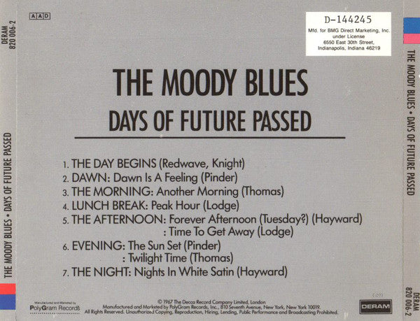 The Moody Blues : Days Of Future Passed (CD, Album, Club, RE)
