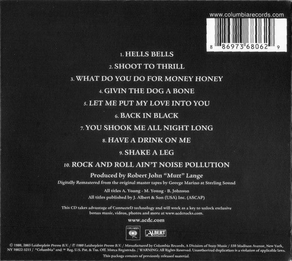 AC/DC : Back In Black (CD, Album, Enh, RE, RM, Dig)