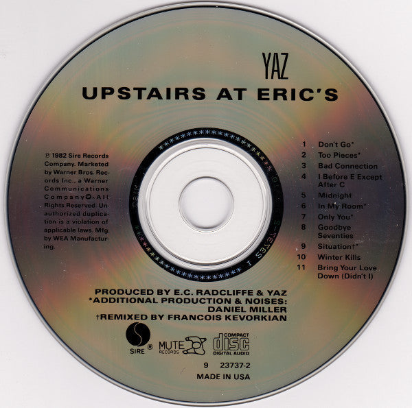 Yaz* : Upstairs At Eric's (CD, Album, RE, SRC)