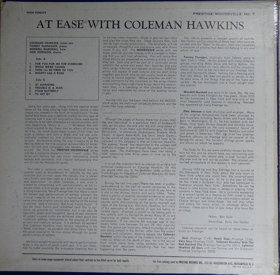 Coleman Hawkins : At Ease With Coleman Hawkins (LP)