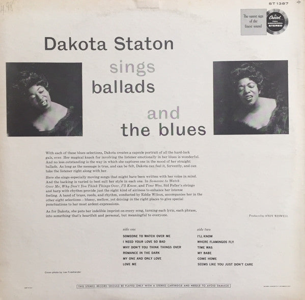 Dakota Staton : Sings Ballads And The Blues (LP, Album)