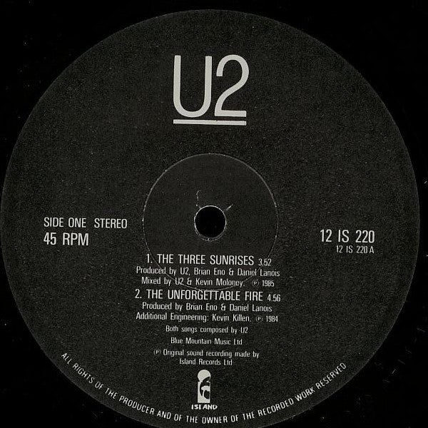 U2 : The Unforgettable Fire (12", Single)
