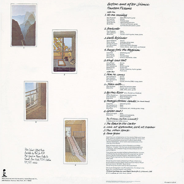 Brian Eno : Before And After Science (LP, Album, Ter)