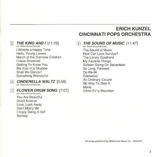 Erich Kunzel, Cincinnati Pops Orchestra : Rodgers & Hammerstein: Songbook For Orchestra (CD)