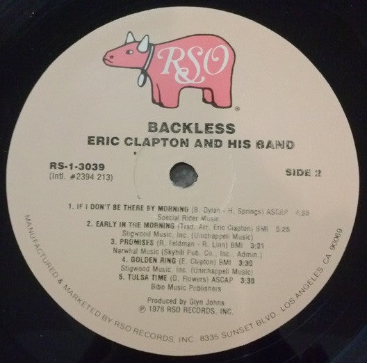 Eric Clapton : Backless (LP, Album, Gat)