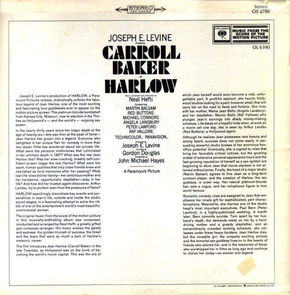 Neal Hefti : Harlow (Music From The Score Of The Motion Picture) (LP, Album)