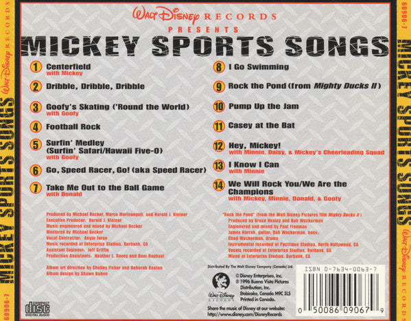 No Artist : Mickey's Sports Songs (CD, Album)