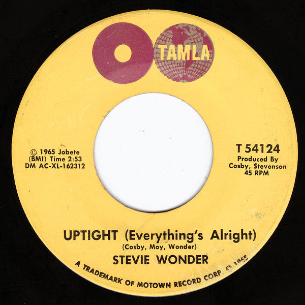 Stevie Wonder : Uptight (Everything's Alright) (7", Single)