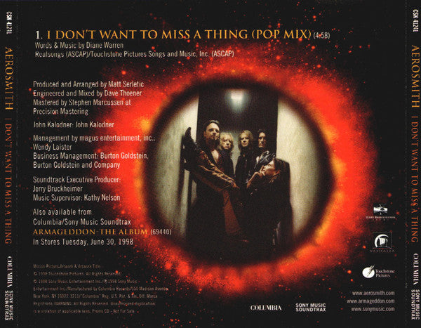 Aerosmith : I Don't Want To Miss A Thing (CD, Promo)