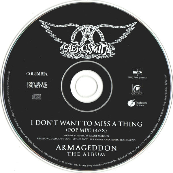 Aerosmith : I Don't Want To Miss A Thing (CD, Promo)