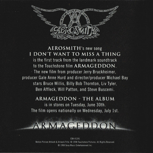 Aerosmith : I Don't Want To Miss A Thing (CD, Promo)