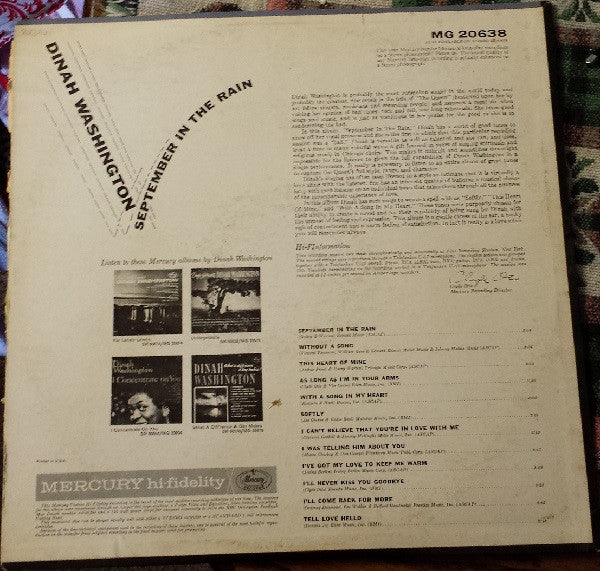 Dinah Washington : September In The Rain (LP, Album, Mono)