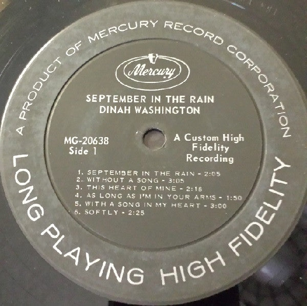 Dinah Washington : September In The Rain (LP, Album, Mono)