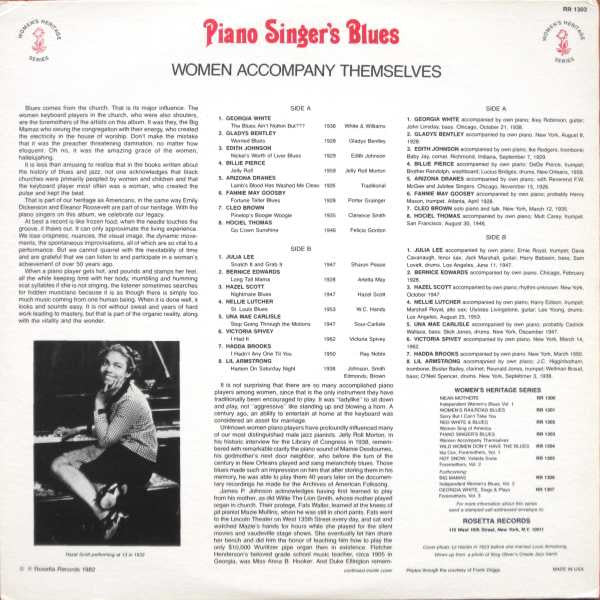 Various : Piano Singer's Blues - Women Accompany Themselves (LP, Comp)