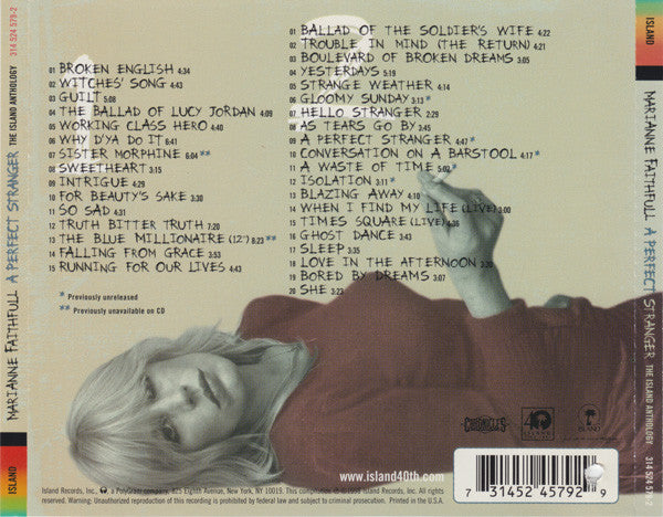 Marianne Faithfull : A Perfect Stranger - The Island Anthology (2xCD, Comp, SECAM, PMD)