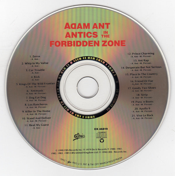Adam Ant : Antics In The Forbidden Zone (CD, Comp, RM, Col)