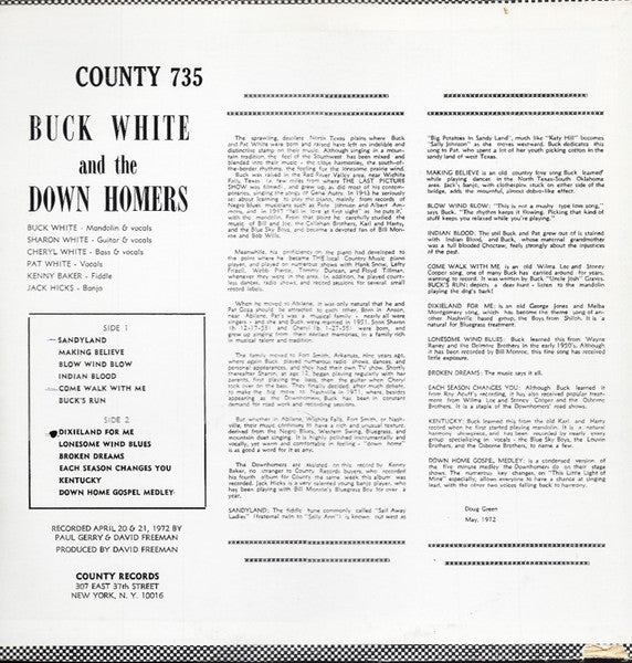 Buck White & The Down Home Folks : Buck White & The Down Home Folks (LP, Album)