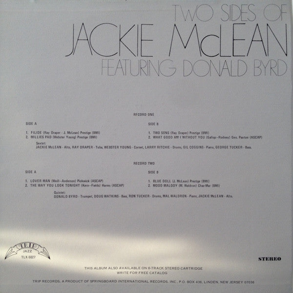 Jackie McLean Featuring Donald Byrd : Two Sides Of Jackie McLean (2xLP, Comp, Gat)