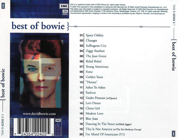 David Bowie : Best Of Bowie (CD, Comp, RP, Cin)