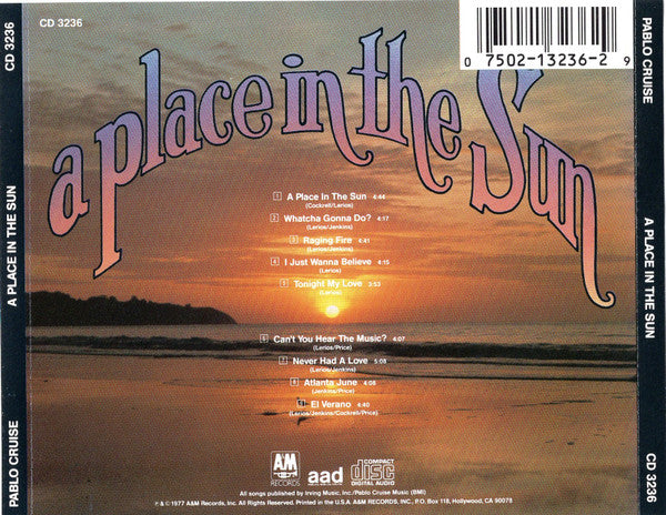 Pablo Cruise : A Place In The Sun (CD, Album, RE)