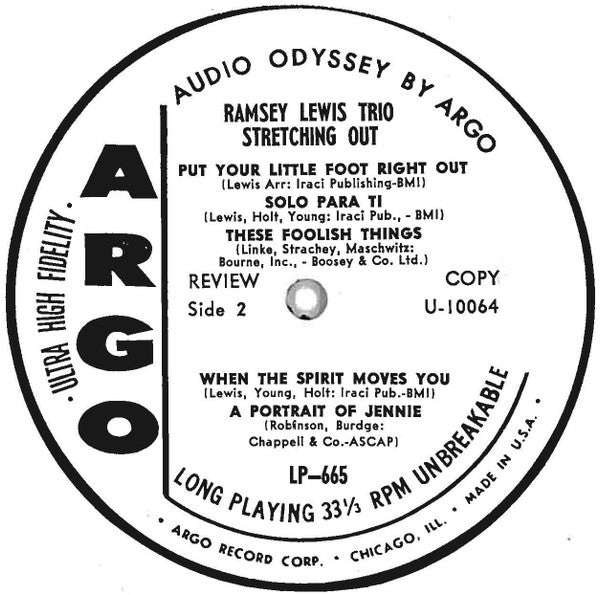 The Ramsey Lewis Trio : Stretching Out (LP, Album, Promo)