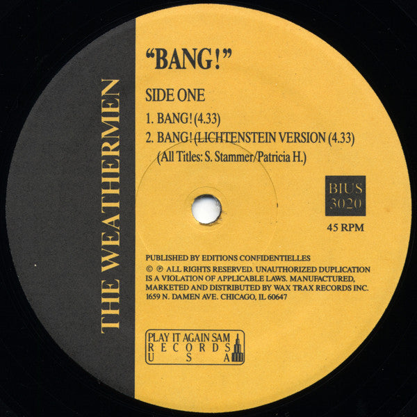 The Weathermen : Bang! (12", M/Print)