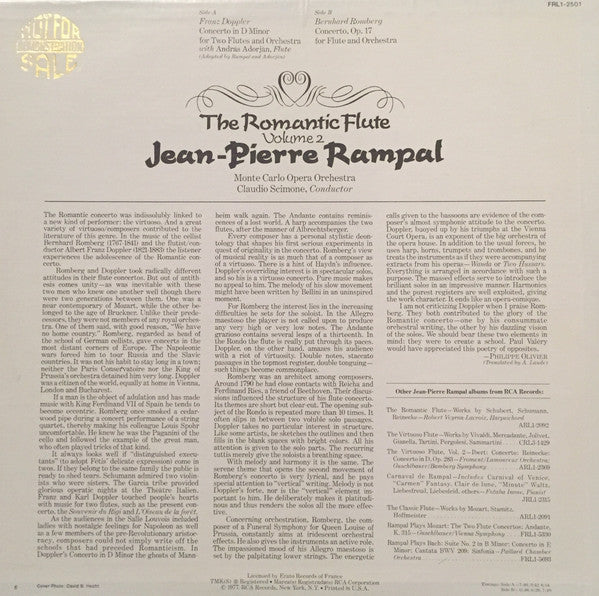 Jean-Pierre Rampal : The Romantic Flute, Volume 2 (LP)