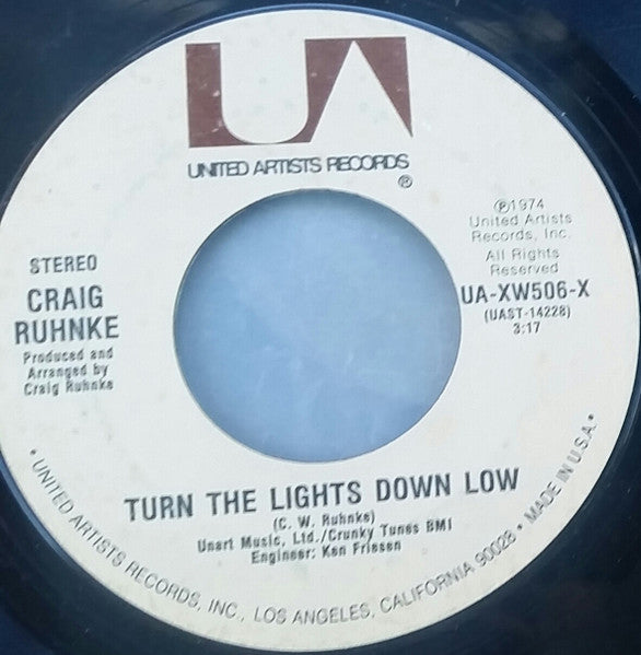Craig Ruhnke : Summer Love / Turn The Lights Down Low (7")